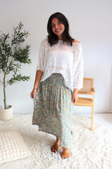 Strapless Beach Dress/Skirt in Olive Flower