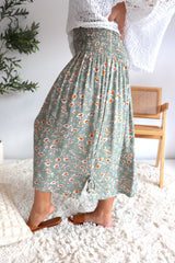 Strapless Beach Dress/Skirt in Olive Flower