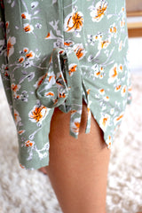 Strapless Beach Dress/Skirt in Olive Flower