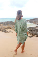 Short Kaftan With Tassels In Sage