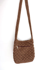 Capri Crochet Cross Body Bag in Chocolate
