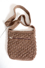 Capri Crochet Cross Body Bag in Chocolate