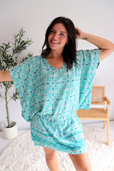 Ultimate Short Beach Dress In Mosaic Mint