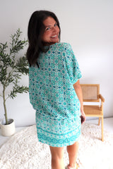 Ultimate Short Beach Dress In Mosaic Mint