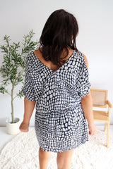 Short Grecian Dress In Pebble Grey
