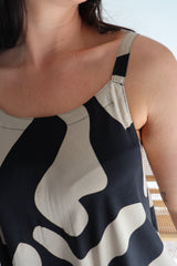 Short Swing Dress In Cobble Stone Choc/Black