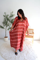 Long Kaftan in Sienna Tie Dye