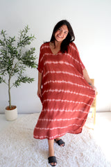 Long Kaftan in Sienna Tie Dye
