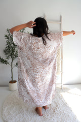 Long Kaftan In Tan Animal