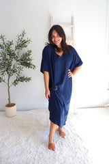 Long Kaftan In Classic Navy
