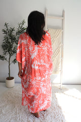 Long Kaftan In Tropic Coral