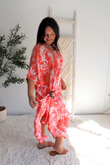 Long Kaftan In Tropic Coral
