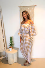 Dream Pant in Cotton Gingham Latte