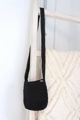 Capri Crochet Cross Body Bag in Black