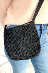 Capri Crochet Cross Body Bag in Black