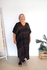 Long Kaftan in Midnight Tie Dye