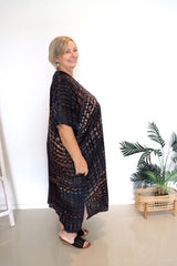 Long Kaftan in Midnight Tie Dye