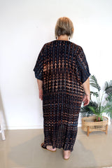 Long Kaftan in Midnight Tie Dye