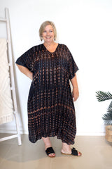 Long Kaftan in Midnight Tie Dye