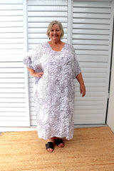 Long Kaftan In Grey Animal