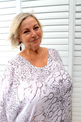 Long Kaftan In Grey Animal