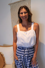 Coastal Linen Blend Cami in White