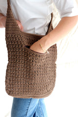 Amalfi Large Crochet Bag in Chocolate