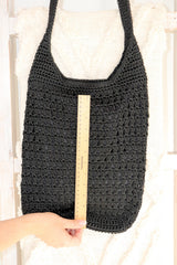Amalfi Large Crochet Bag in Black