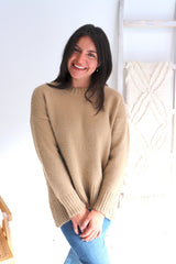 Calli Round Neck Sweater in Biscuit