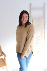 Calli Round Neck Sweater in Biscuit