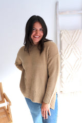 Calli Round Neck Sweater in Biscuit