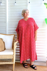 Long Kaftan In Metric Red