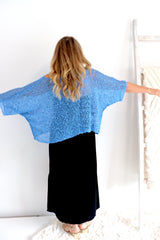 Travel Overlay Knit Top in Mykonos Blue