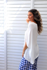 Relaxed Boho One Size Top in White