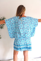 Ultimate Short Beach Dress In Mosaic Blue