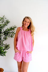 Designer RO Cotton PJ Set in Pink Gingham