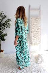 Long Kaftan - Mint/Taupe