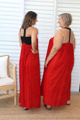 T Bar Maxi Dress In Speckle Red