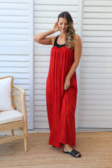 T Bar Maxi Dress In Speckle Red