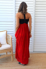 T Bar Maxi Dress In Speckle Red