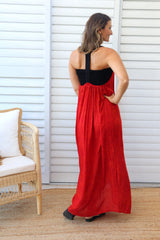 T Bar Maxi Dress In Speckle Red