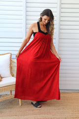 T Bar Maxi Dress In Speckle Red