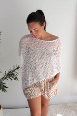 Mini Travel Poncho in White