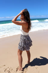 Ripple Effect Mini Skirt Black Leopard