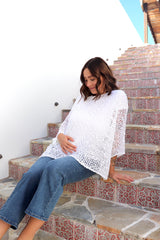 Travel Overlay Knit Top in White