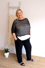 Travel Overlay Knit Top in Black