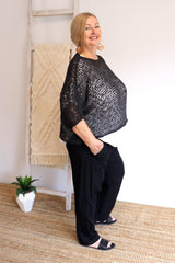 Travel Overlay Knit Top in Black