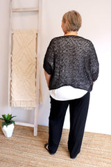 Travel Overlay Knit Top in Black