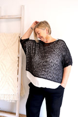 Travel Overlay Knit Top in Black