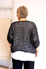 Travel Overlay Knit Top in Black
